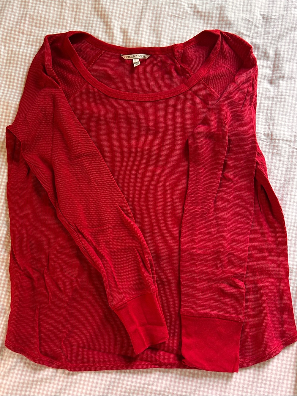 Y2K Victoria's Secret Red Long-Sleeve Thermal Top